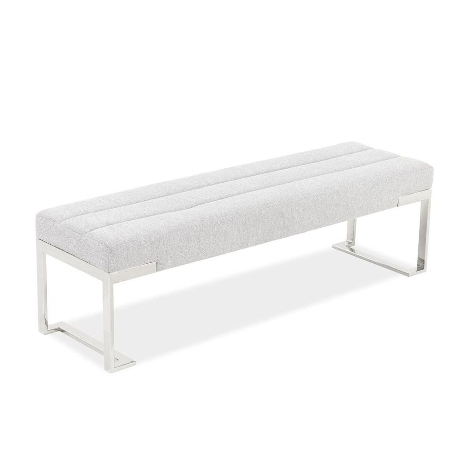Michael Amini Tulip Accent Bench - Gray/Chrome