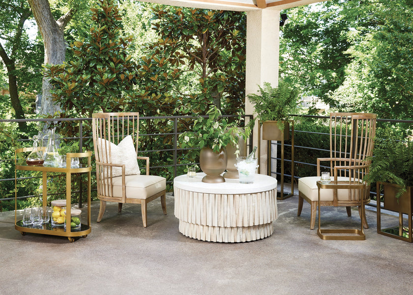 Global Views Brass Escher Pedestal Planter