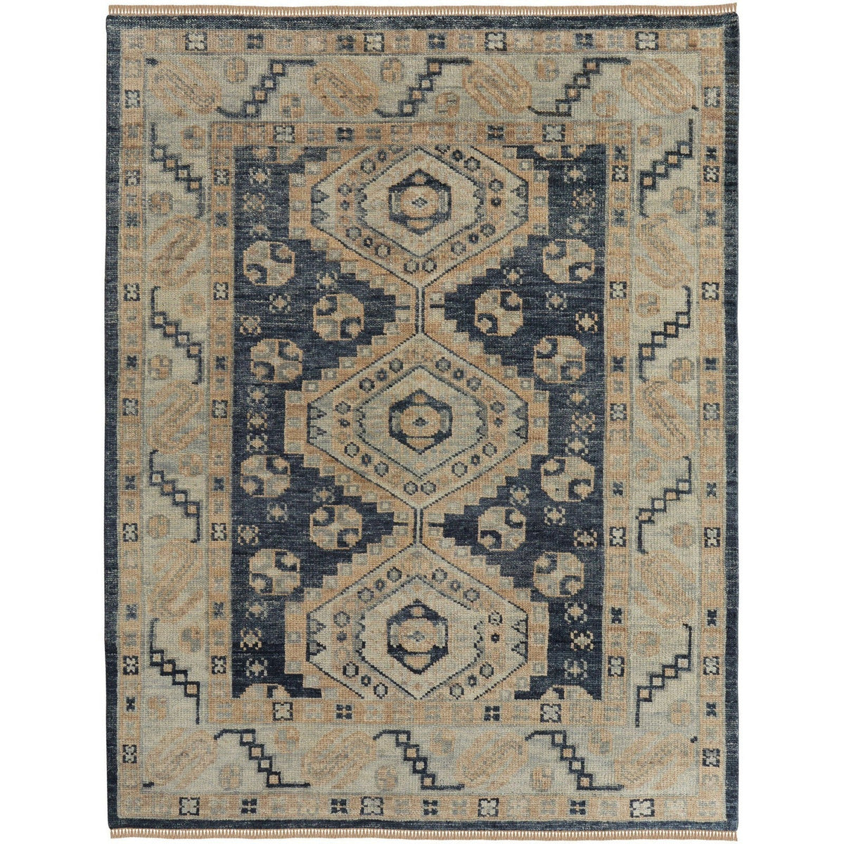 Feizy Fillmore 6943F Traditional Diamond Rug in Blue/Ivory