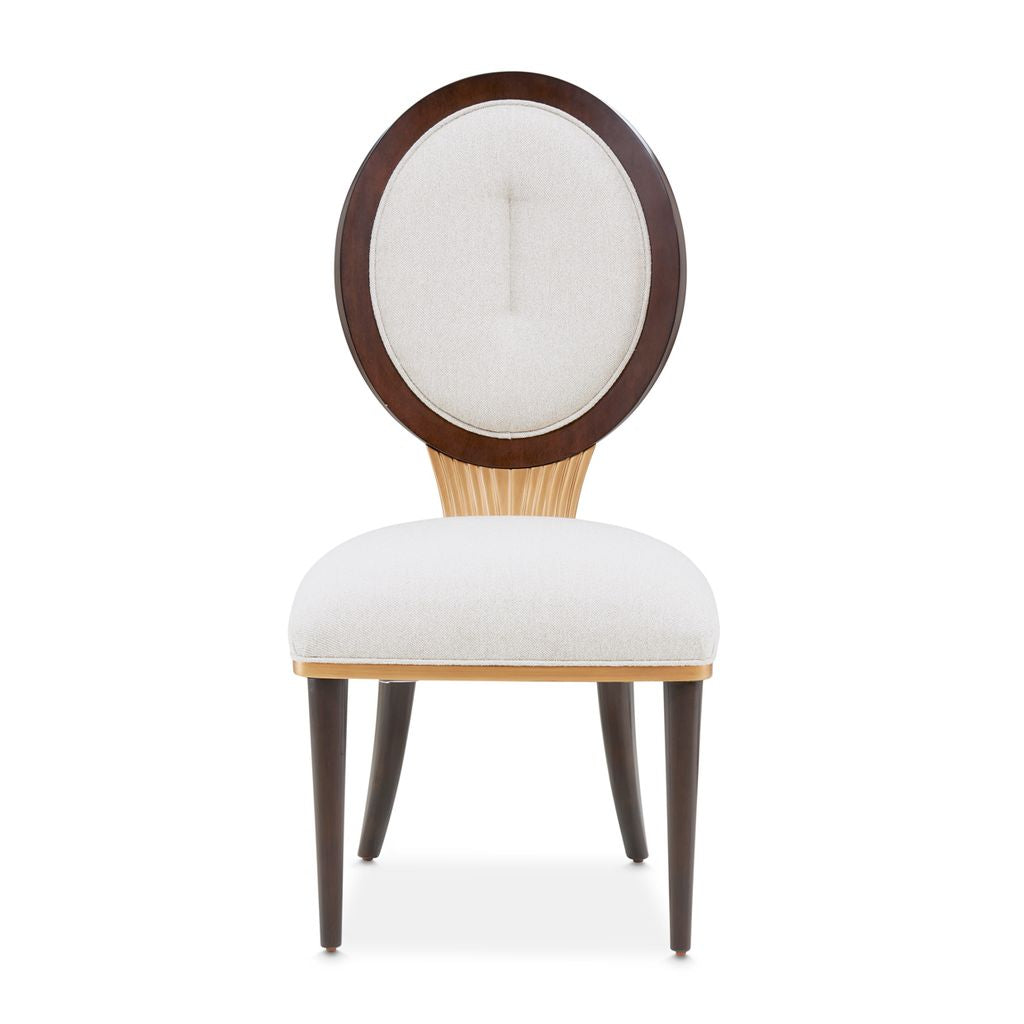 Michael Amini Camellia Field Dining Side Chair - Linen/Warm Pecan - Set of 2