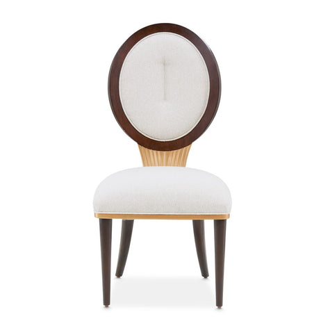 Michael Amini Camellia Field Dining Side Chair - Linen/Warm Pecan - Set of 2