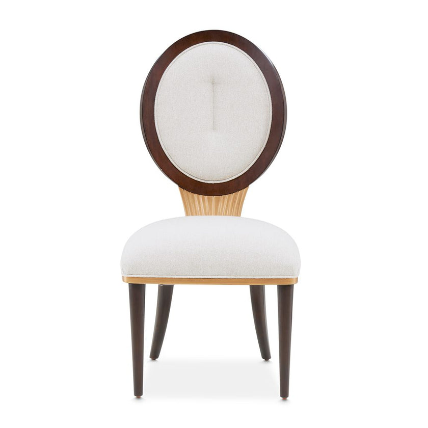 Michael Amini Camellia Field Dining Side Chair - Linen/Warm Pecan - Set of 2
