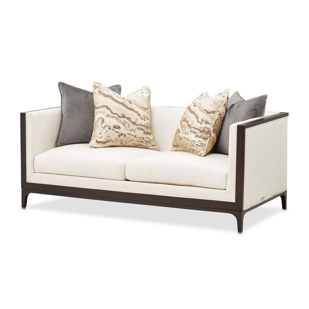 Michael Amini Belmont Place Loveseat - Cream/Espresso