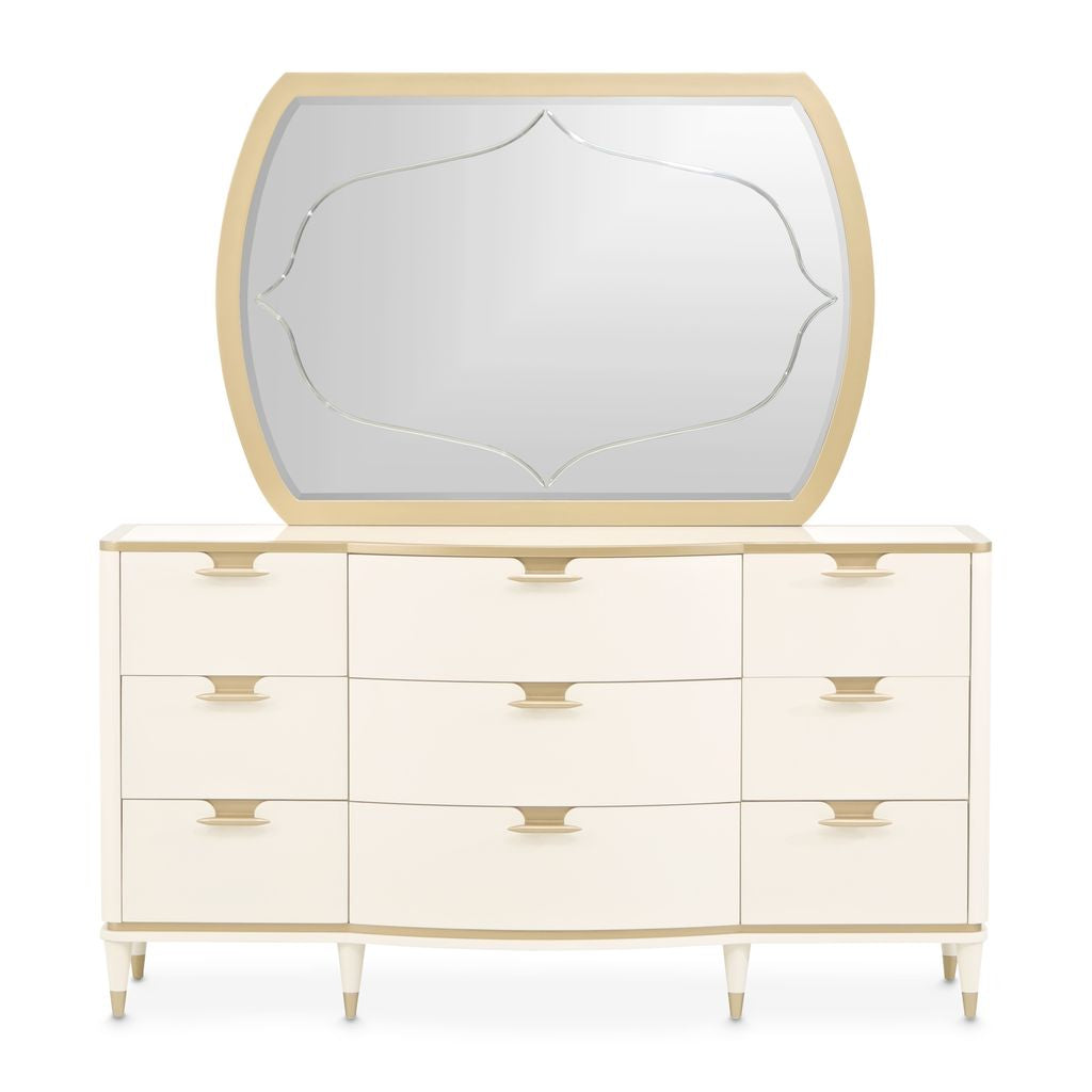 Michael Amini La Terrazza Dresser with Mirror - Creamy Pearl