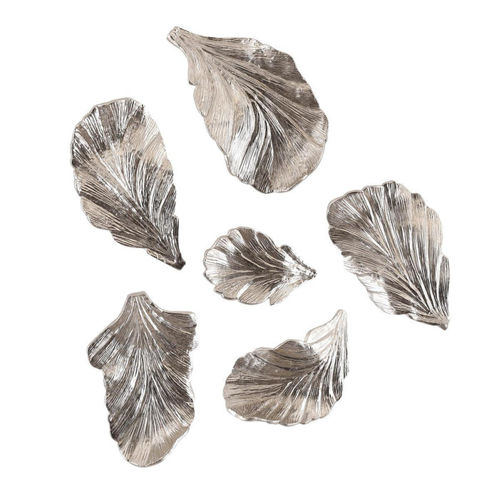 John Richard Nickel Wall Leaves, Set of 6 Wall Art