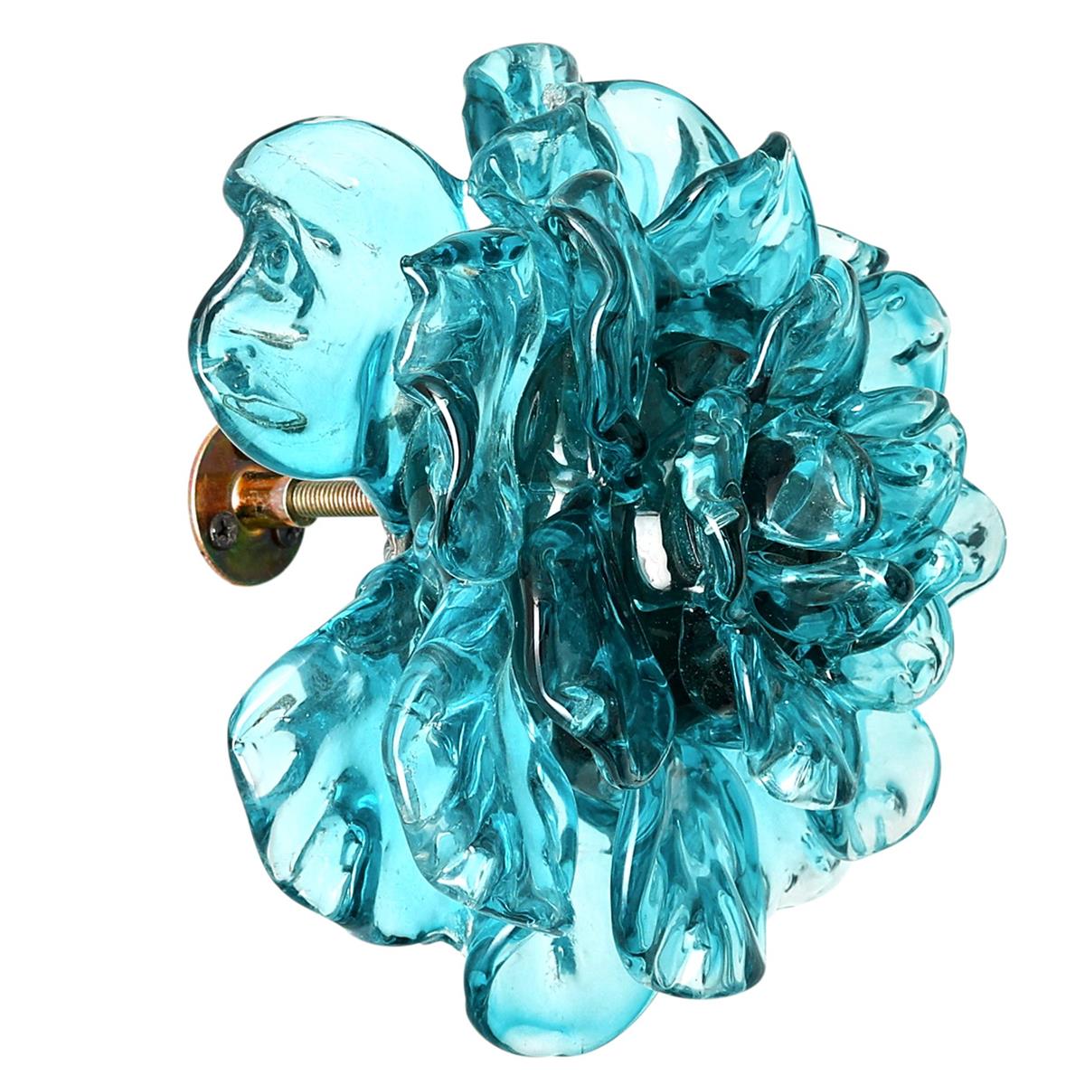 John Richard Teal Glass Flower Wall Art