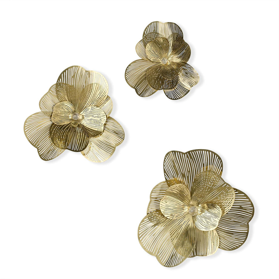 John Richard Golden Camellia Wall Art, Set of 3