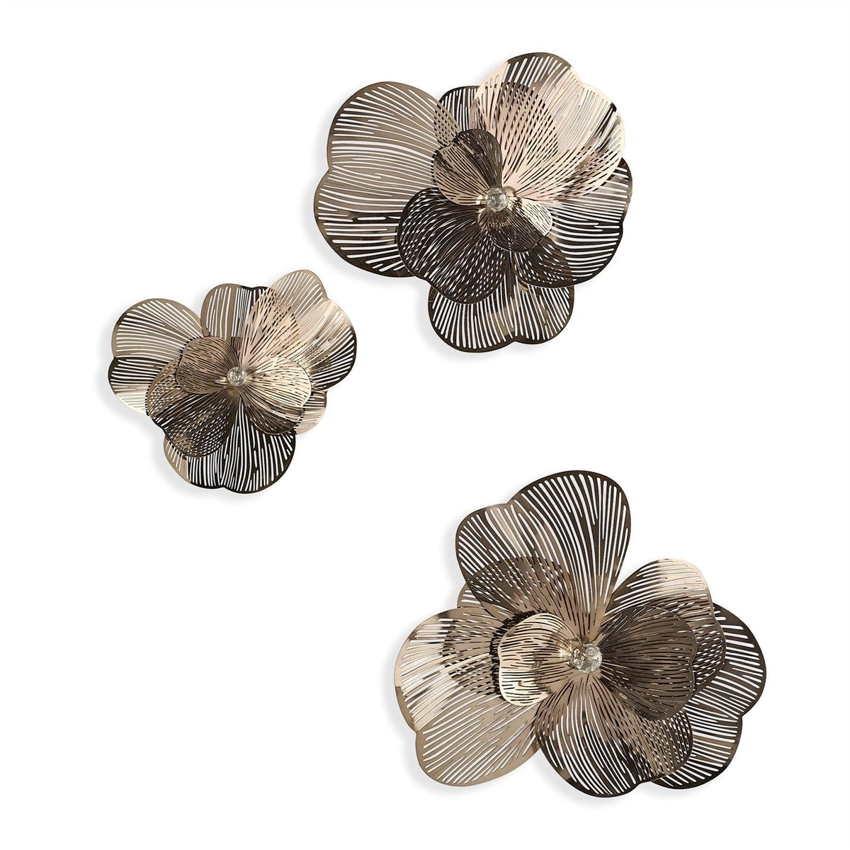 John Richard Golden Camellia Wall Art, Set of 3