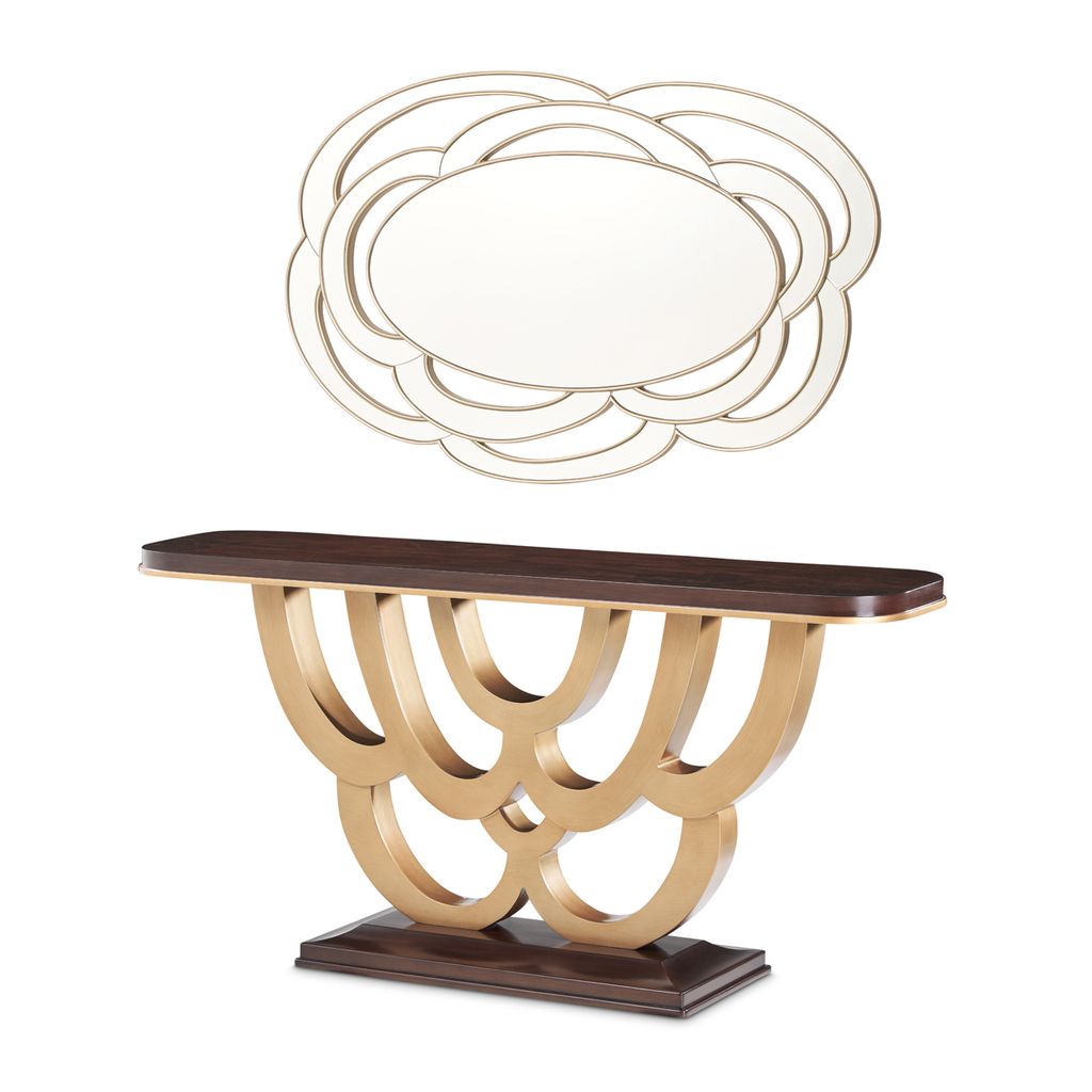 Michael Amini Camellia Field Console Table with Mirror