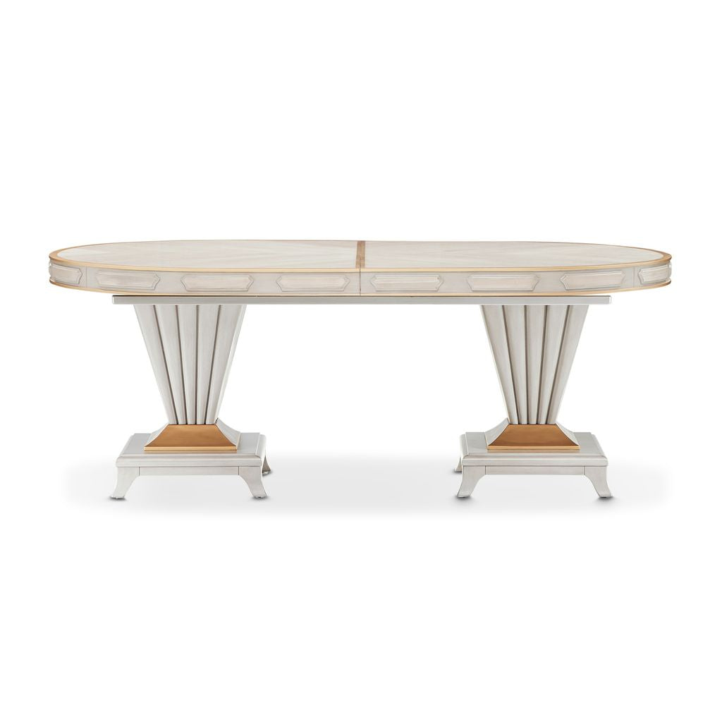 Michael Amini St. Charles Double Pedestal Dining Table -  Dove Gray