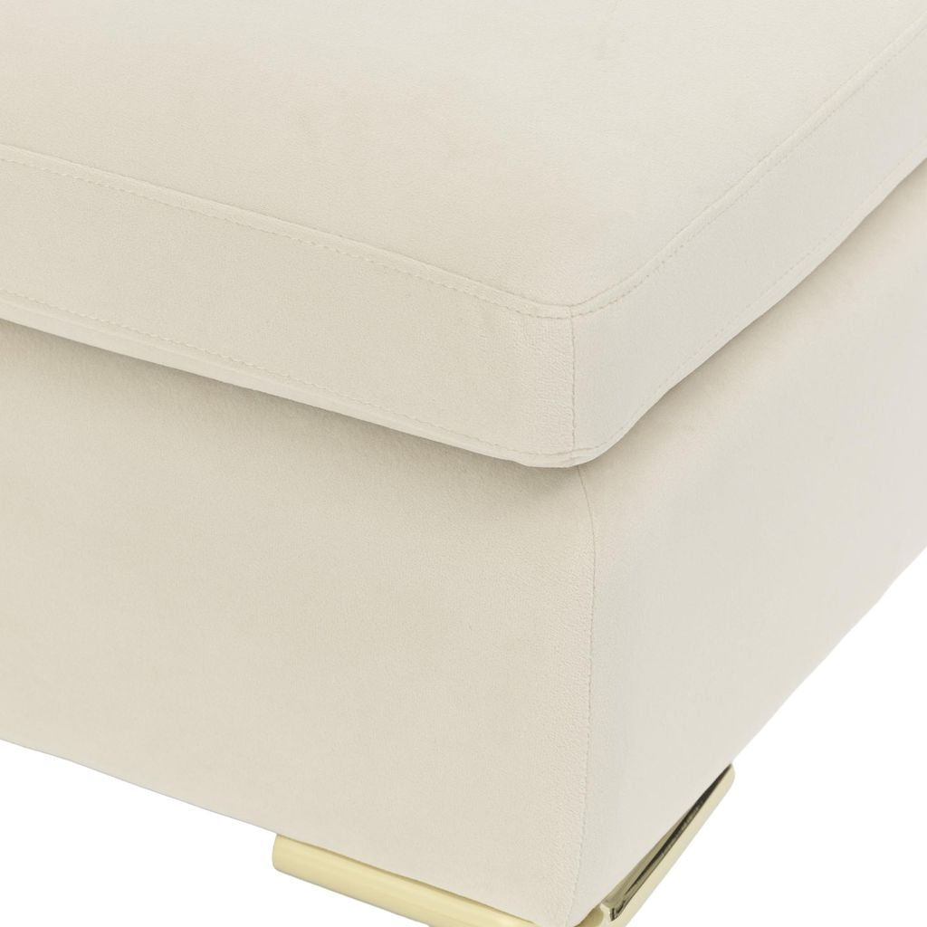Michael Amini Zennia Velvet Accent Bench - Ivory/Gold