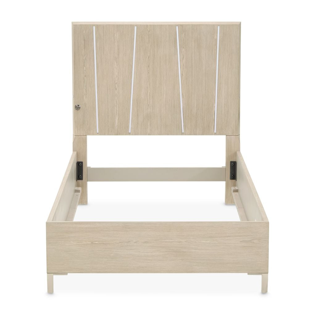 Michael Amini Lotus Bay Panel Bed with LED Lights - Sand