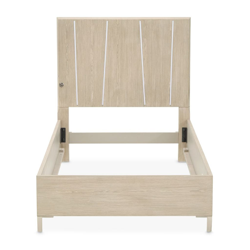 Michael Amini Lotus Bay Panel Bed with LED Lights - Sand