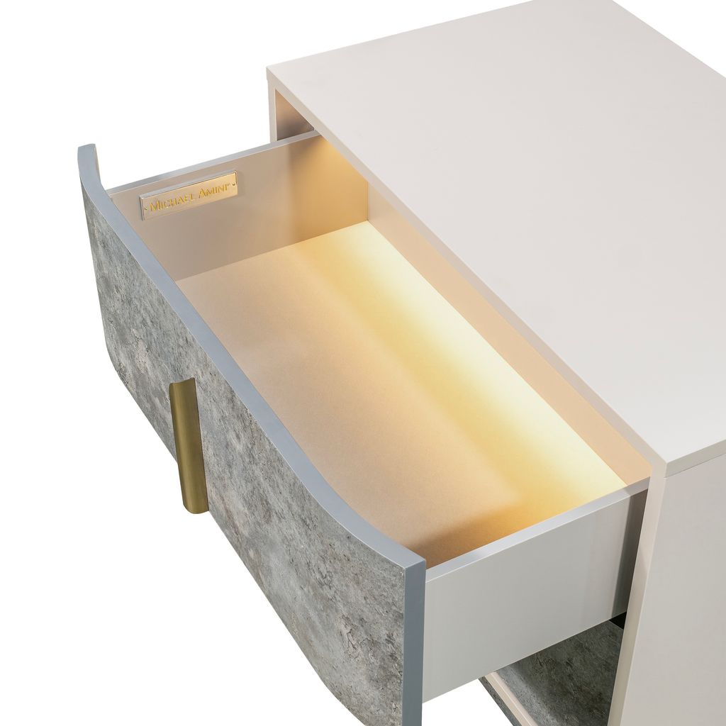 Michael Amini Pavira 2-Drawer Nightstand - Stone