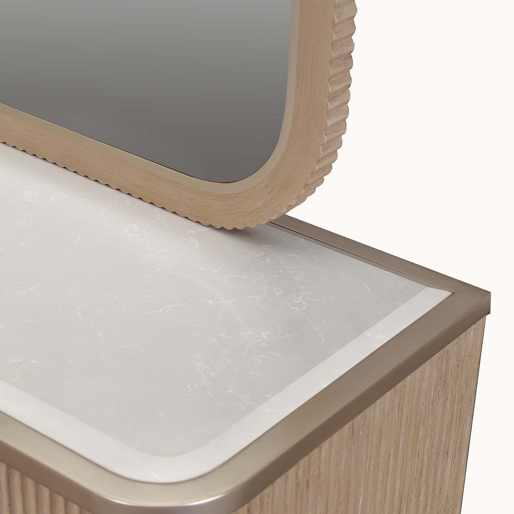 Michael Amini West Kensington Dresser & Wall Mirror - Sea Salt Caramel