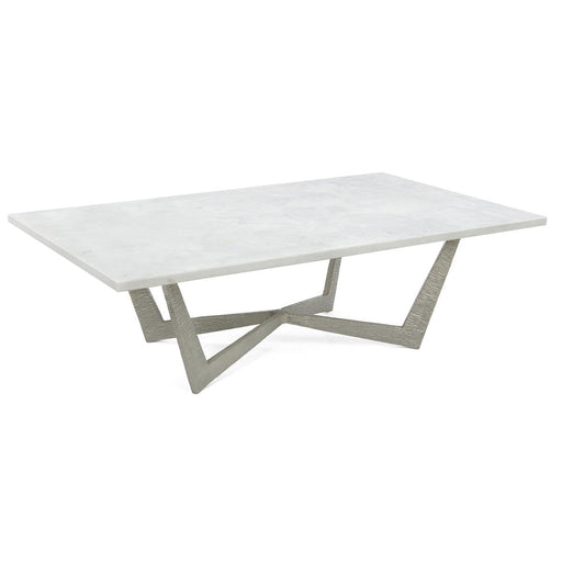 John Richard Cocktail Table In Nickel With Marble Top