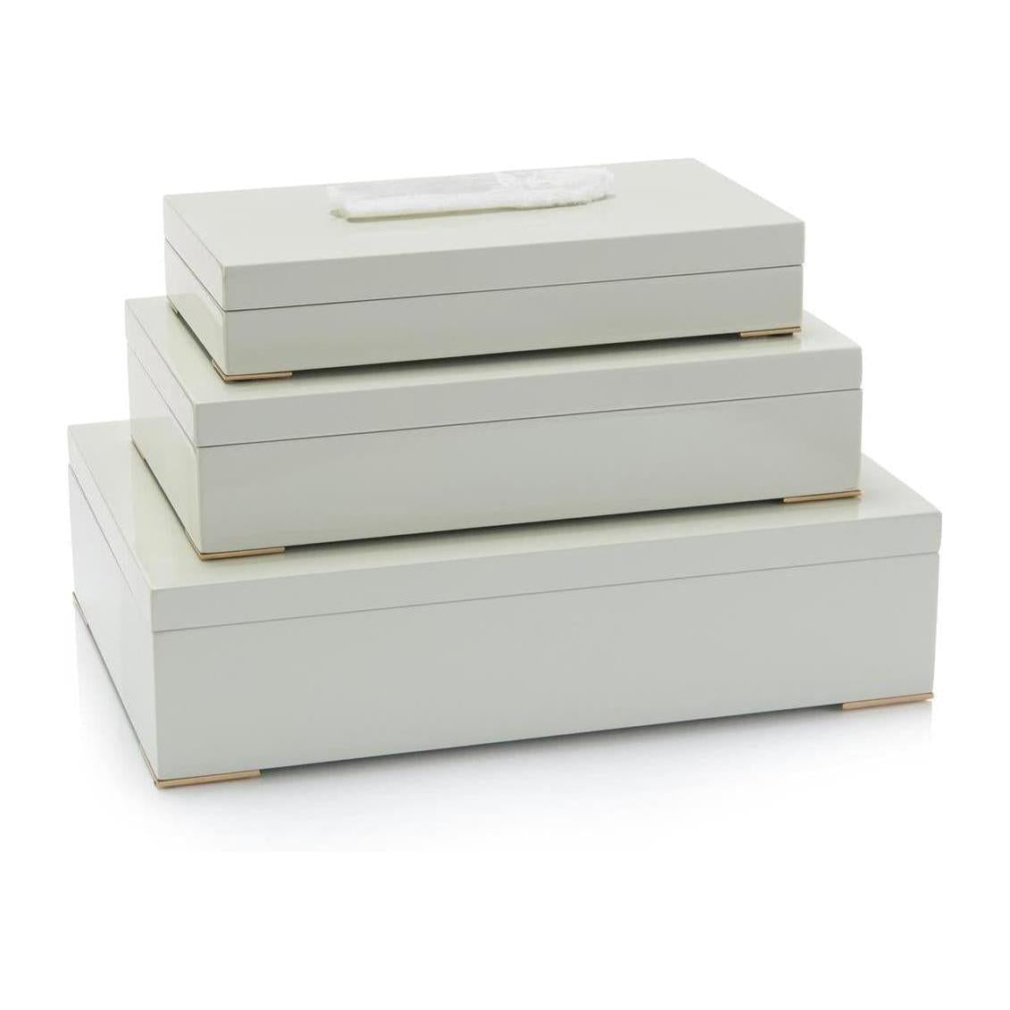 John Richard Set of Three Boxes Topped in Selenite