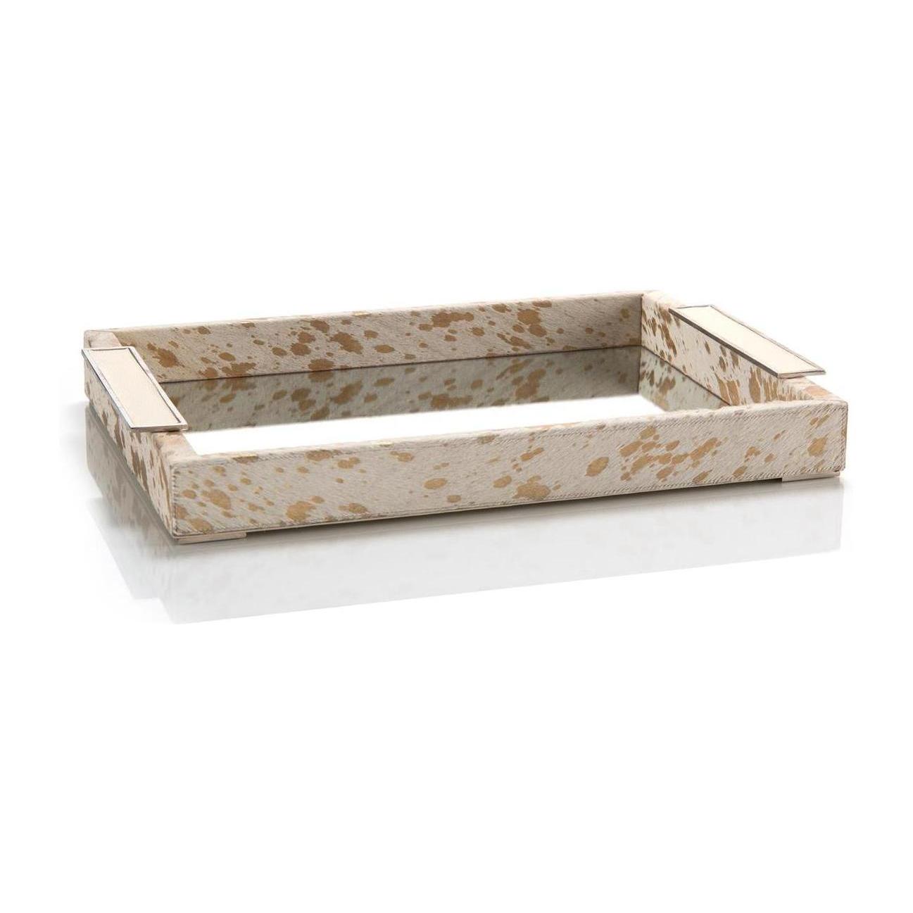 John Richard Cream and Gold Hide Mirrored Tray