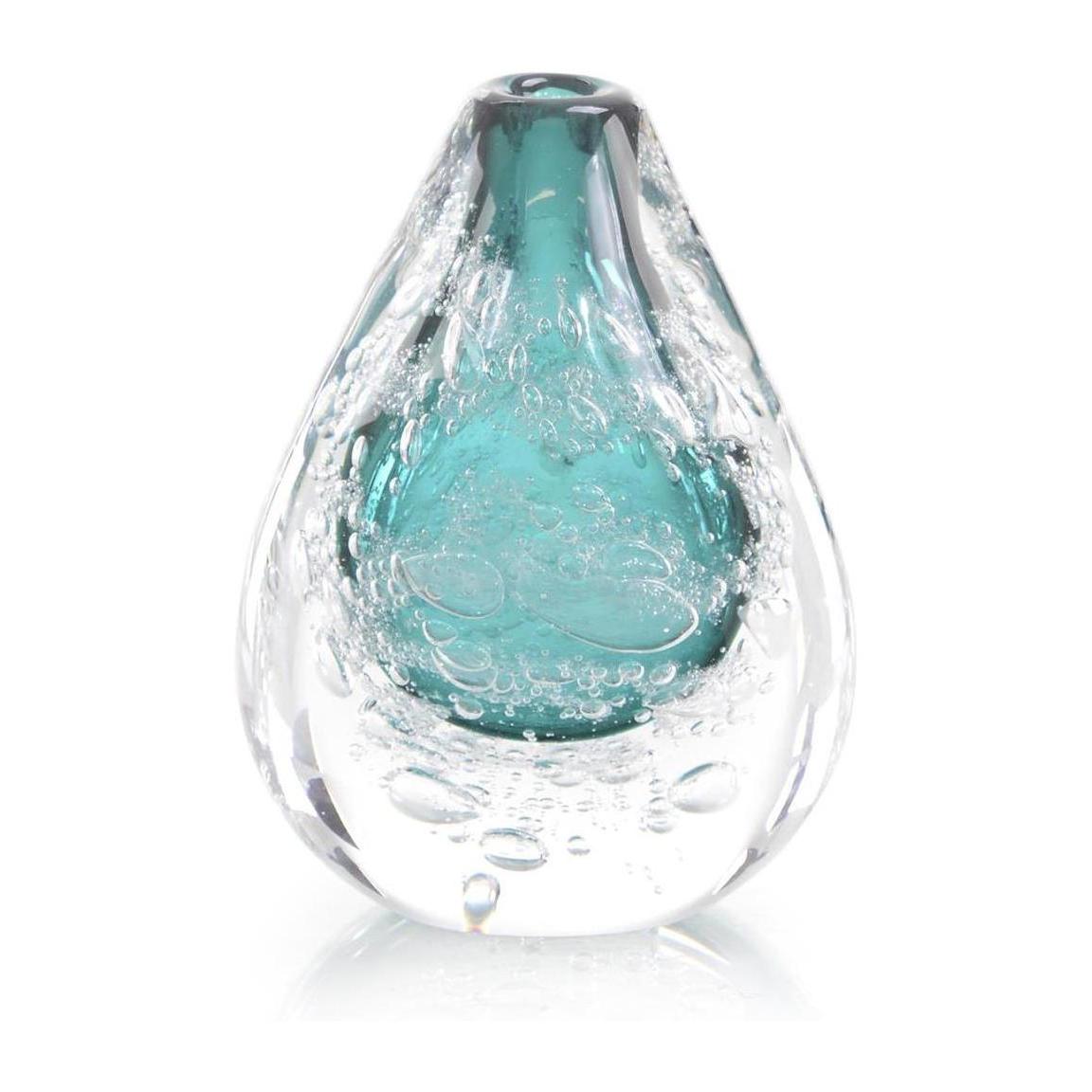 John Richard Azure Art Glass Vase with Bubbles