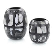 John Richard Set of Two Black-and-White Glass Vases