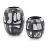 John Richard Set of Two Black-and-White Glass Vases