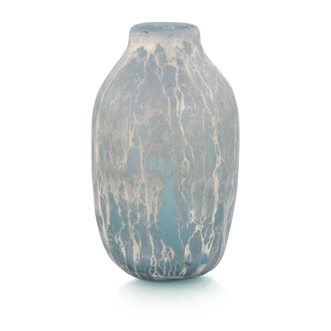 John Richard Powder Blue Vase with Silver Overlay