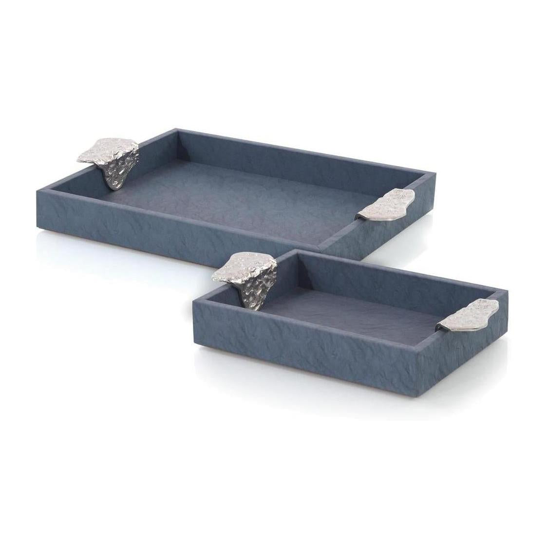 John Richard Gypsy Blue Leather Tray