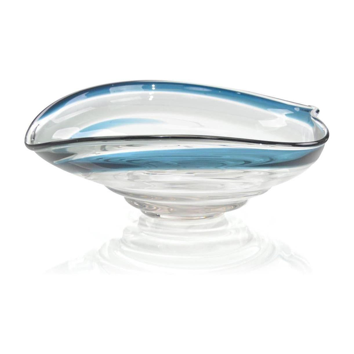John Richard Decor Handblown Dark Blue and Grey Glass Bowl