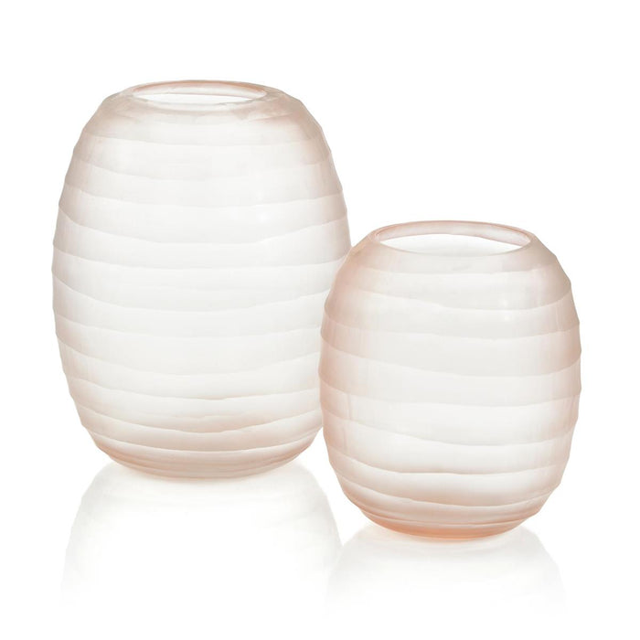 John Richard Set Of Two Translucent Pink Glass Vases