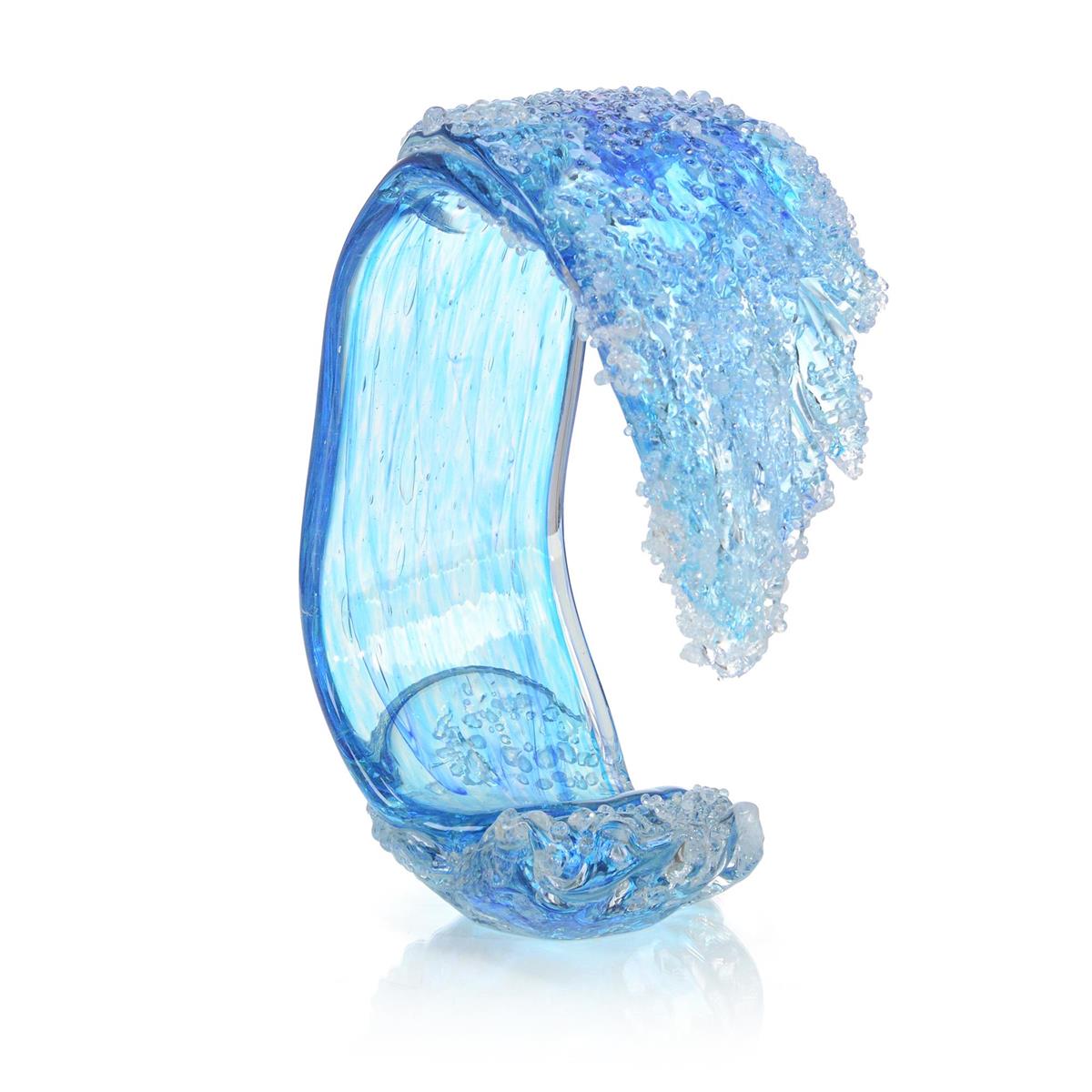 John Richard Ocean Blue Waves Handblown Glass Sculpture I