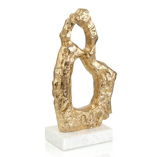 John Richard Textural Gold And White Marble Sculpture I