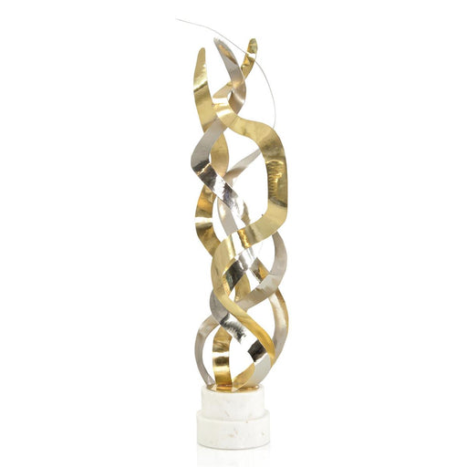 John Richard Brass And Silver Swirling Ribbons Sculpture