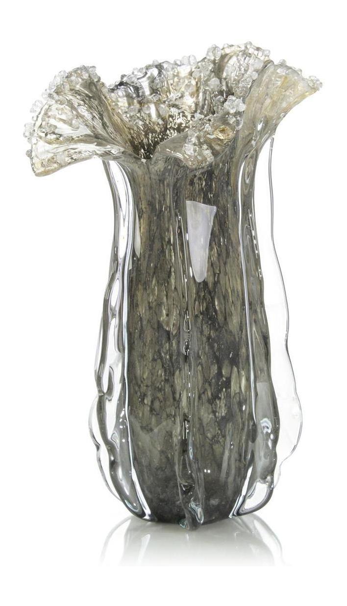 John Richard Decor Grey Handblown Glass Eruption Vase I
