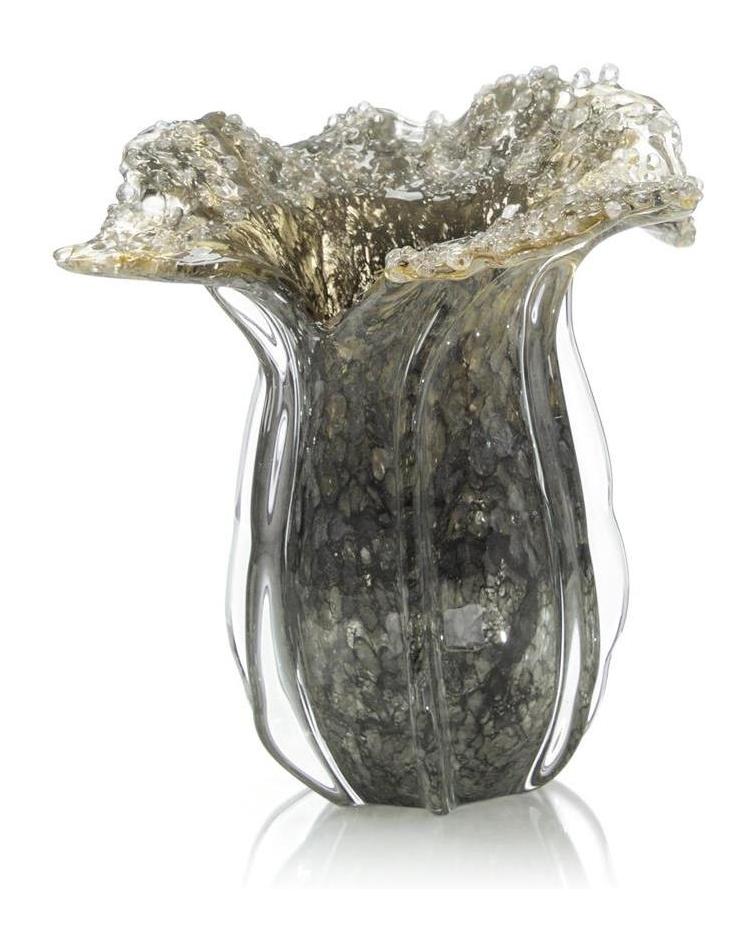John Richard Decor Grey Handblown Glass Eruption Vase II