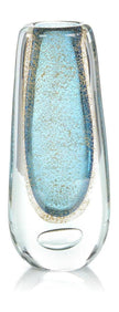 John Richard Decor Gold Flecked Blue Handblown Glass Vase I