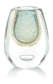 John Richard Decor Gold Flecked Blue Handblown Glass Vase III