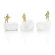John Richard Decor A Set of Three Brass Bears on Quartz Sculptures