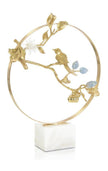 John Richard Decor Brass Bird and Kyanite Flowers Sculpture