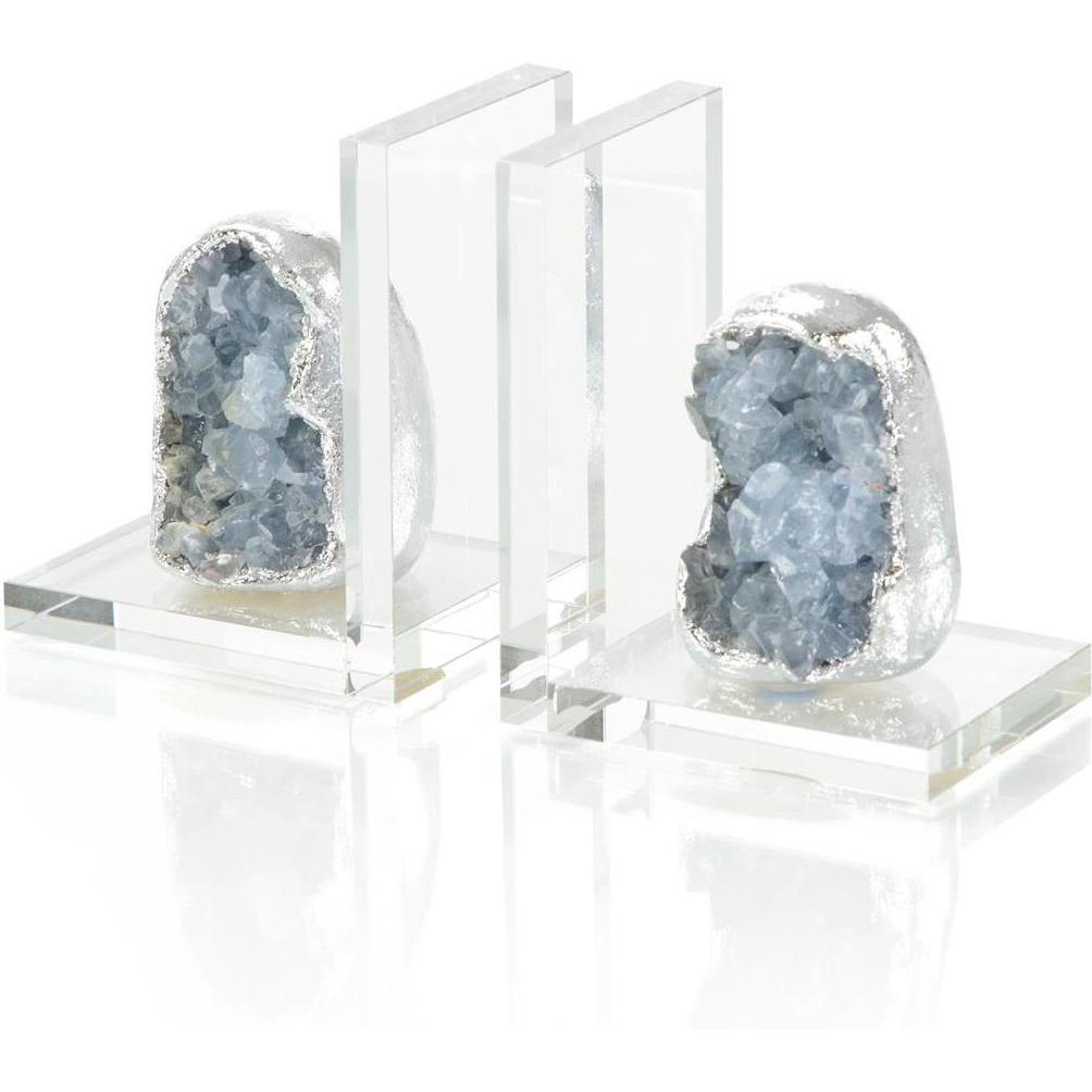 John Richard Decor Set of Two Silver Geode Bookends