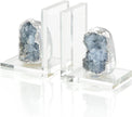 John Richard Decor Set of Two Silver Geode Bookends
