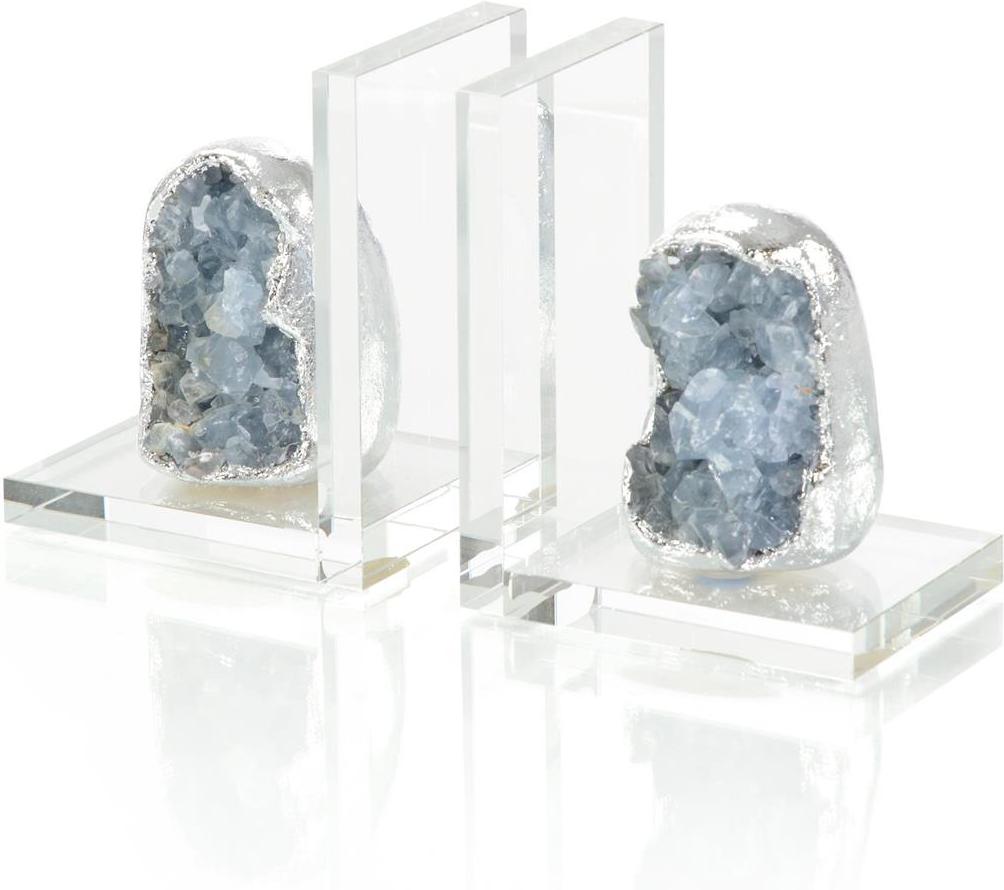 John Richard Decor Set of Two Silver Geode Bookends