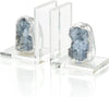 John Richard Decor Set of Two Silver Geode Bookends