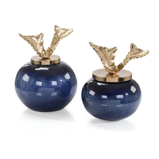 A Set of Two Blueberry Vases