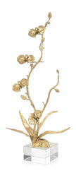 John Richard Decor Floral Spire Sculpture on Crystal Base, Brass