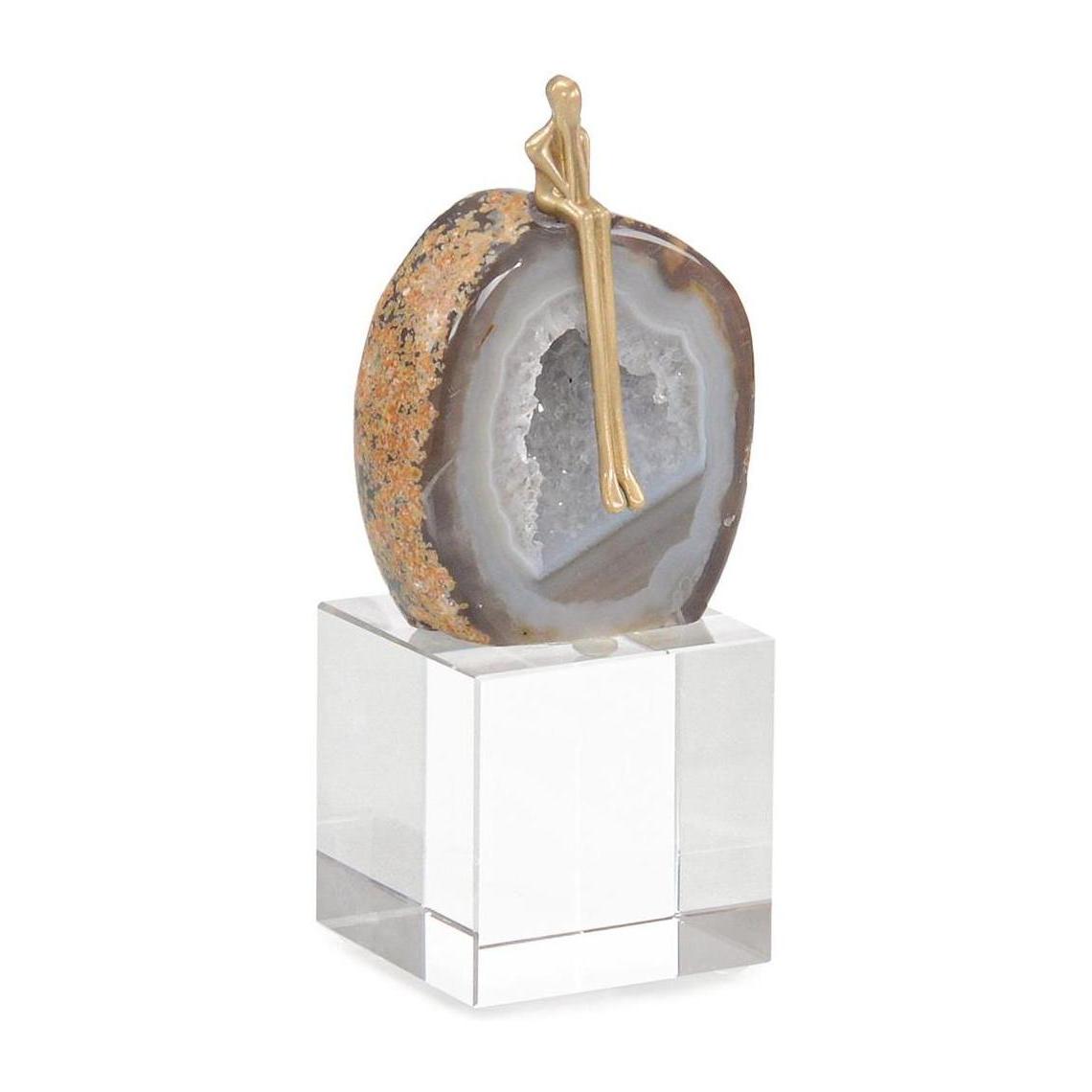 John Richard Decor Agate Philosopher Sculpture on Crystal Base