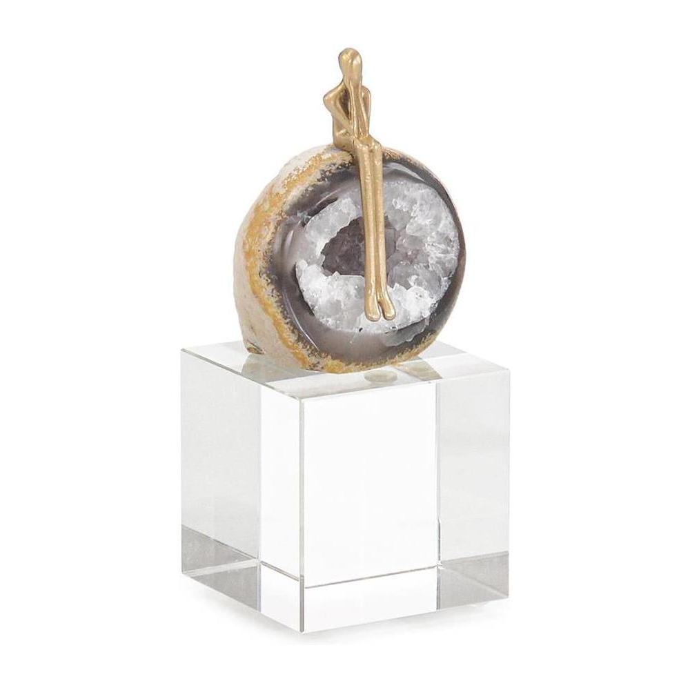 John Richard Decor Agate Philosopher Sculpture on Crystal Base