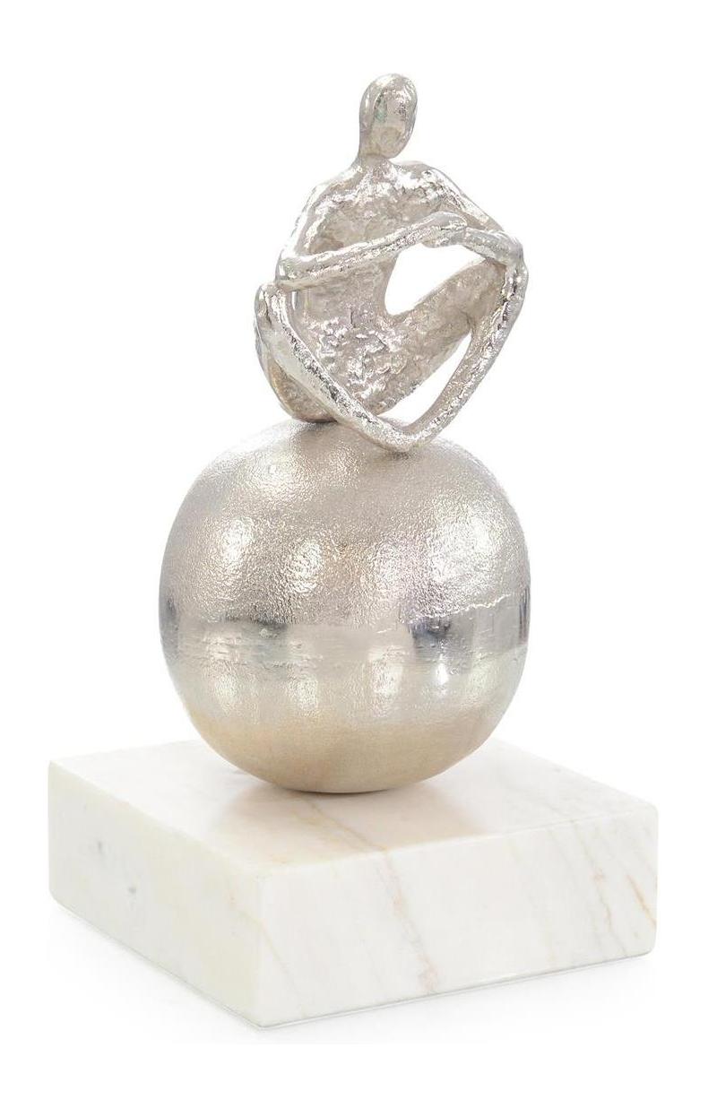 John Richard Decor Meditation Sculpture on Marble, Nickle