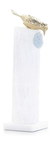 John Richard Decor Brass Bird Sculpture on Selenite Roost II