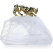 John Richard Decor Perched Brass Panther Sculpture on Selenite