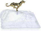 John Richard Decor Sprinting Brass Panther Sculpture on Selenite
